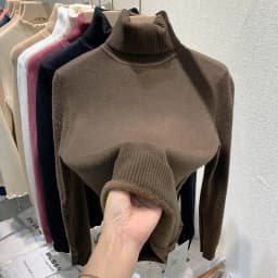 2025 New Thicken High Collar Pullover Women's Sweater Top Winter Warm and Soft Solid Color Inner Wear Bottoming Shirt