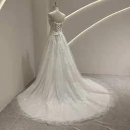 SL-9525 Customized SuLi Romantic Strapless Bride Wedding Dress Lace Appliques Beading Bohemian See Through Beach Bridal Gown