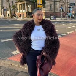 Neo Mint Winter 2025 Trend Burgundy Obsession Long Faux Mongolia Sheep Fur Jacket Coat Women Chic Lapel Collar Fluffy Overcoat