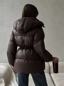 Women's Winter Jacket Hooded Drawstring Zipper Stand-Up Collar Lace Up Winter Jacket Female Loose Casual Chic Jackets For Ladies