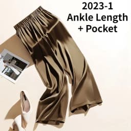 High Waist Silk Drape Straight Leg Pants Women's Casual Trousers Elegant Draped Straight Pants High Waist Silk Pants
