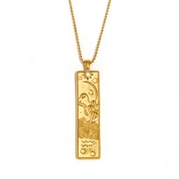 E.B.belle 18k Gold Plated Rectangle Shape 12 Constellation Pendant Necklace Stainless Steel Waterproof Fashion Women's Jewelry