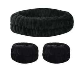 Velvet soft elastic headband face washing and makeup headband hair tie face washing waterproof wrist strap and heanband set