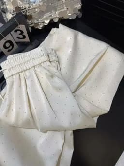 Black Satin Beading Solid Women Pants Spring Wide Leg Korean Fashion Pantalones De Mujer Elastic High Waist Trousers Sweatpants