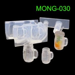 3D Real Mini Glass Bottle Drink Pan Pot Storage Box Silicone Mold Epoxy Resin Pendant Casting Mold DIY Jewelry Making Tools