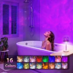 Waterproof Shower Lamp for Inside Shower RGB Bathroom Lamps Remote Touch Cordless Shower Light 16 Color LED Ocean Wave Projector