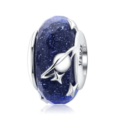 Bamoer 925 Sterling Silver Universe Series Star & Moon Beads Blue Planet Pendant Charms for Women Bracelet DIY Fine Jewelry Gift