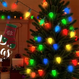 Solar Christmas Lights Outdoor 7M 50 LED Strawberry Solar String Lights Holiday Garland Christmas Tree Fairy Twinkle Lights