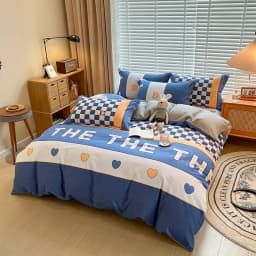 100% Cotton Brushed Quilt Cover Nordic Plaid Thickened Duvet Covers Soft Skin-Friendly Comfortable Single Double Blanket Cover
