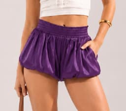 Women's Bubble Shorts Elastic Waist Solid Color Stylish Balloon Shorts Bottoms Y2K Fairy Sweet Pettipant