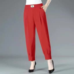 2026 Spring Autumn New White Office Lady Elastic Waist Harem Pants Fashion Solid Color Loose Straight Pockets Women's Clothing