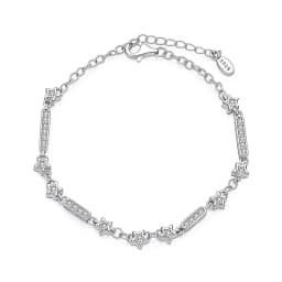 2026 Valentine New 925 Silver Pink Bow Full Diamond Bracelet Original 17-20CM Fit DIY Charm Women Birthday Jewelry Gifts