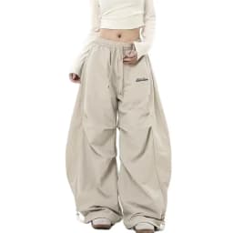 Chic Matching Loose Women's Wide Leg Pants Elastic Waist Drawstring Patchwork Straight Leg Pant Casual Streetwear New Sportswear