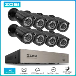 ZOSI 8CH CCTV System H.265+ 5MP Lite HD-TVI DVR Kit 8 1080p 2MP Home Security Outdoor Night Vision Camera Video Surveillance Kit