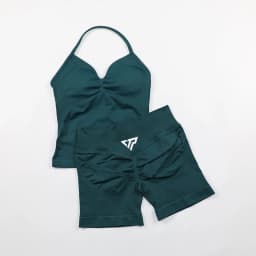 Keep That Pump 2 Piece Sets Shorts Top Women's Outfits Yoga Sets Gym Sets High Quality Seamless Lace-Up Bra Scratch Sports Sets