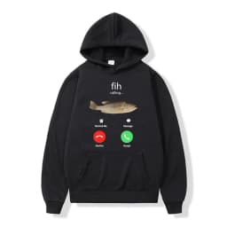 Fih Calling Remind Me Message Decline Accept Phone Call Fish Hoodies Funny Fishman Outfit Sweatshirt Men Women Fleece Pullovers