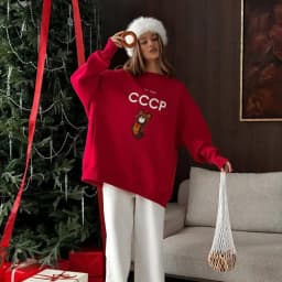 New Cute Bear Printed Oversized Sweatshirt Women Long Sleeve Round Neck Loose White Casual Hoodies Female Clothes Spring 2026