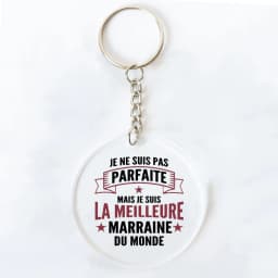 Best Godmother In World Print Keychain Circle Monogram Acrylic Keyring Fashion Key Chain Festive Birthday Gifts for Marraine