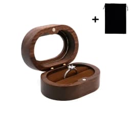 Personalized Oval Walnut Wood Ring Box Velvet Liner Custom Laser Engraved Color Print Wedding Proposal Ring Bearer Gift for Her