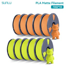 SUNLU 10Roll PLA Matte Filament 1.75mm 1kg Spool (2.2lbs) Smooth Matte Finish Neatly Wound Filament Fit Most FDM Printer