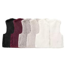 Guobioziy Women's Cardigan Vest Jacket Solid Color Coat Vest Street Style Fashion Solid Color Sleeveless Faux Fur Vest
