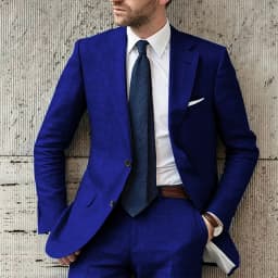 Blue Men Suits Elegant Full Set Notch Lapel Single Breasted Luxury 2 Piece Jacket Pants Slim Fit Wedding Costume for Groom 2024