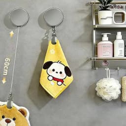 1/2/3/5pc No Punch Self Adhesive Retractabl Towel Rack Wall Mount Towel Holder Auto Rebound Design with Strong Clip for Bathroom