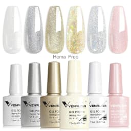 Rose Rubber Base Venalisa Nail Gel Polish 6pcs/Kit HEMA FREE Jelly Pink Color Self Leveling Gel Long Wear Nail Manicure Set