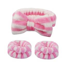 Flannel front bow elastic headband face wash and makeup headband waterproof wrist cover hair tie headband