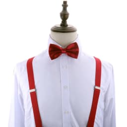 Suspenders Man Bowtie Solid Color Elastic PU Leather Suspenders For Man Belt Adjustable Straps For Wedding Bow Tie Accessories