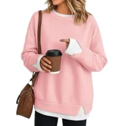 Casual Long Sleeve Top Mid Length with Regular Sleeve American and European Style Patchwork Autumn Round Neck Women Hoodie