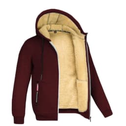 Trendy Sweatshirt Coat Front Pockets Warm Zipper Lamb Wool Jacket Men and Woman Winter Pure Color Plush Lined Cardigan Hoodie
