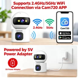 Lenovo 8MP 5G WiFi IP Camera Dual Lens With Adjustable Bracket Auto Tracking Indoor Wireless Surveillance Cameras Baby Monitor