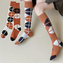Socks Women's High Tube Calf Knee-length Socks Retro Illustration Art Abstract Street Autumn and Winter Cotton Socks High Sock