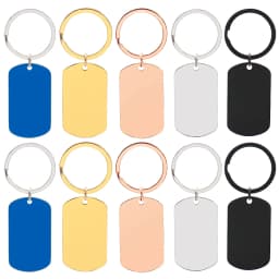 50Sets Dog Id Tags Stainless Steel Rectangle Blank Stamping Pendants Military Soldier Card Jewelry Making DIY Necklacer Key Ring