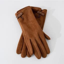 Fahion Suede Leather Bow Thicken Touch Screen Driving Warm Gloves For Sports Winter Outdoor Plus Velvet Cold Protection Women's
