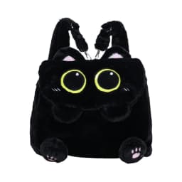 Black Cat Plush Backpack for Girls Cute Kitten Design Large Capacity Lightweight School Bag for Students Travel Daily Use