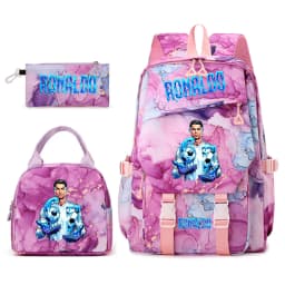 Cr7 Ronaldo 67 Print Student Backpack Set with Lunch Bag Pencil Case Teen Girls School Travel Daypack