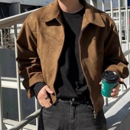 Vintage Suede Bomber Jacket Men Retro Flight Coat Streetwear High-End Outerwear Distressed Suede Finish Leather Coat for Men