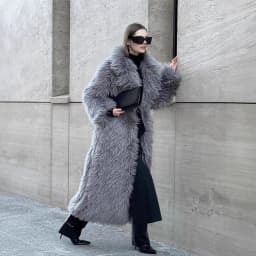Cross-border Long Imitation Fur Coat 2025 New Over-the-Knee White Thickened Temperament Coat Toka Environmentally Friendly Fur