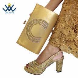 2023 Classics Peep Toe Lemon Green Color Hot Sale Sandals High Quality Women Shoes and Bag Set with Platform for Brithday Party