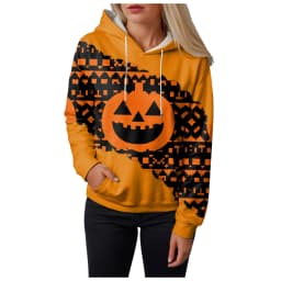 Jack O Lantern Sweater Women'S Sweatshirt Halloween Graphic Hoodies Casual Long Sleeve Loose Pullover Tops With 할로윈 후드티 여성