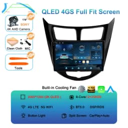 Android 16 Car Radio for Hyundai Solaris Verna Accent 1 2010 - 2016 Multimedia Video Player 2 Din DVD Head Unit Carplay GPS FM