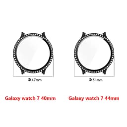 Diamond Bling Case for Galaxy Watch Samsung Galaxy Watch 7/FE 40mm 44mm, Tempered Glass Bumper Cover for Watch 4 5 6 Accessories