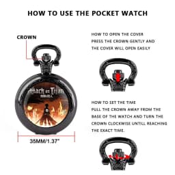 Attack on Titan Design Glass Dome Chain Pocket Watch Kids Necklace Pendant Clock Gift Women Men Reloj De Bolsillo