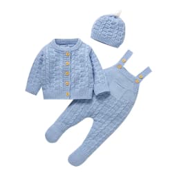 Baby Clothes Sets Autumn Winter Warm Knitted Sweaters Jackets+Hats+Rompers Outfits for Newborn Boys Girls Sweaters Knitwear 0-9m