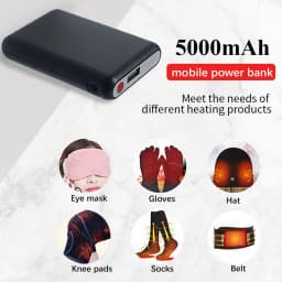 5000mAh Mobile Power Mini Portable Battery Pack for Heated Socks Vests Scarves Gloves Belts Warming Patch USB DC Output 5V2A