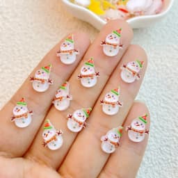 50Pcs New Cute Resin Mini Christmas Snowman, Tree, Old Man Collection Flat Back Manicure Parts Embellishments For Hair Bows