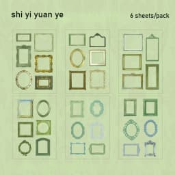 6 Sheets/pack Art World Waterproof PET Retro Frame Sticker DIY Creative Scrapbooking Junk Journal Diary Album Decoration Collage