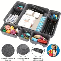Drawer Felt Storage Box Soft Desk Drawer Organizer For Office Living Room Bedroom Dressing Table 8pcs Desktop Makeup Storage Hom
